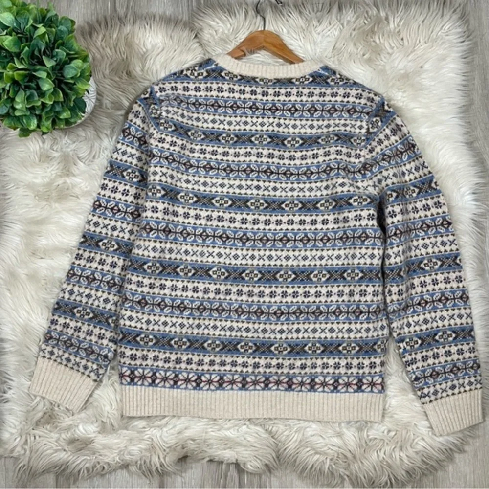 J. Crew Brushed Wool Fair‎ Isle V-Neck Sweater